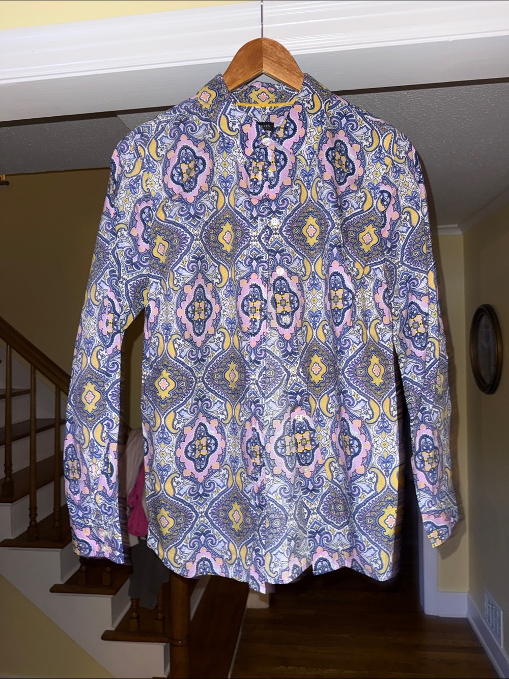 Talbots Women’s Button-Down Shirt - Pink, Blue & Yellow Paisley